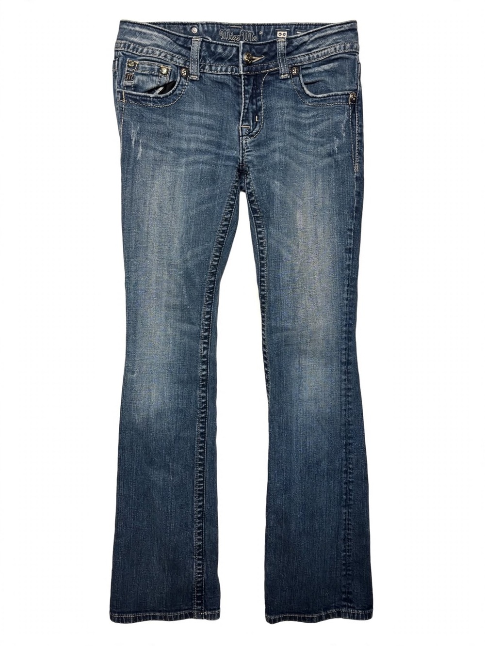 Miss Me Women's Jeans, Size 29 Mid-Rise, Boot Cut, Rhinestone Embellished